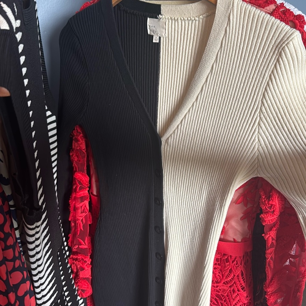 Dee Elly Black And White Sweater Dress Maxi Size M